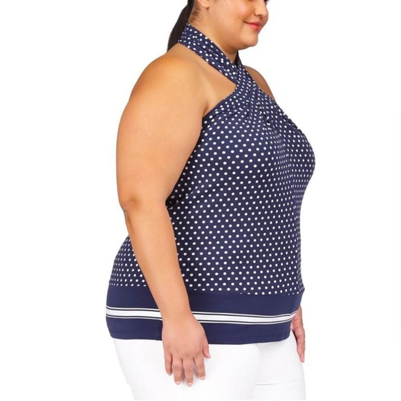 Michael Kors Plus Size Printed Border-Hem Halter Top - Picture 3 of 5